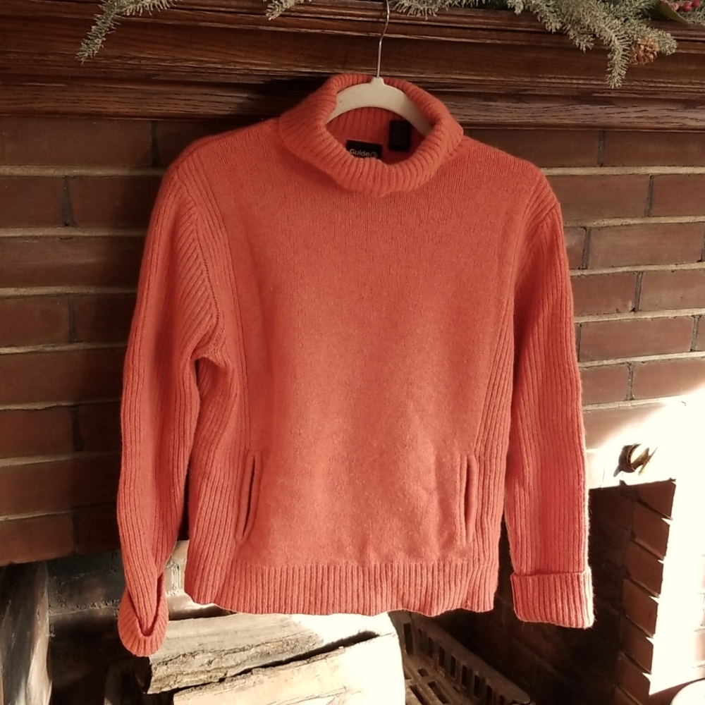 Guide Series womens 80% wool orange turtleneck,  size M.